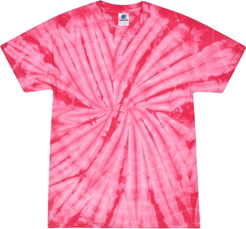 Colortone 100% Cotton Spider Tie Dye T-Shirt for Women and Men, Large, Spider Pink